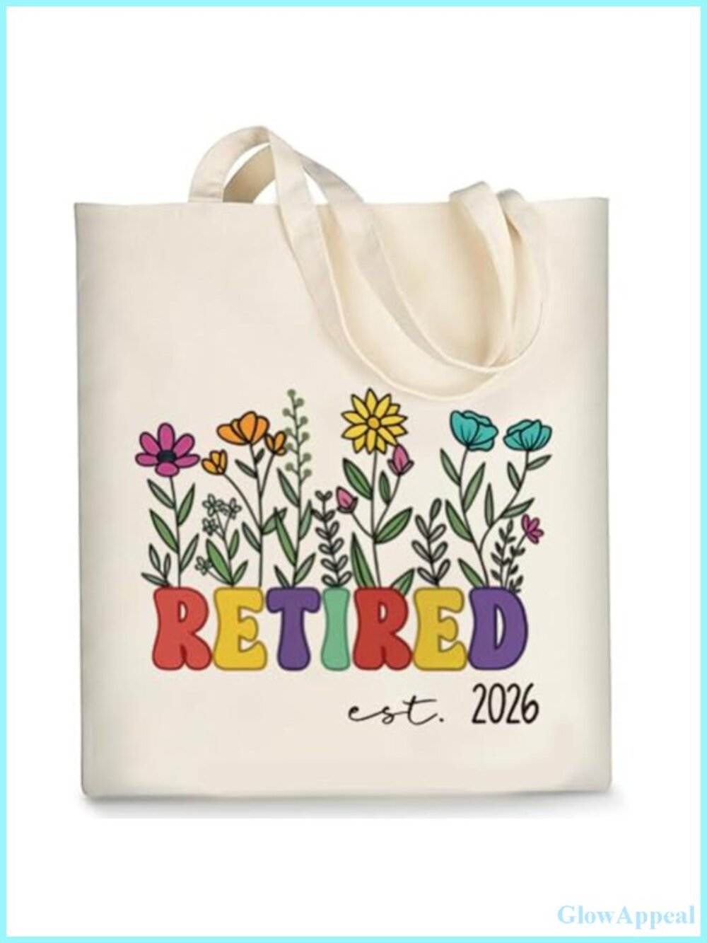 Retirement Gift Floral Canvas Tote Bag for Women, 2026 Large Shoulder Bag
